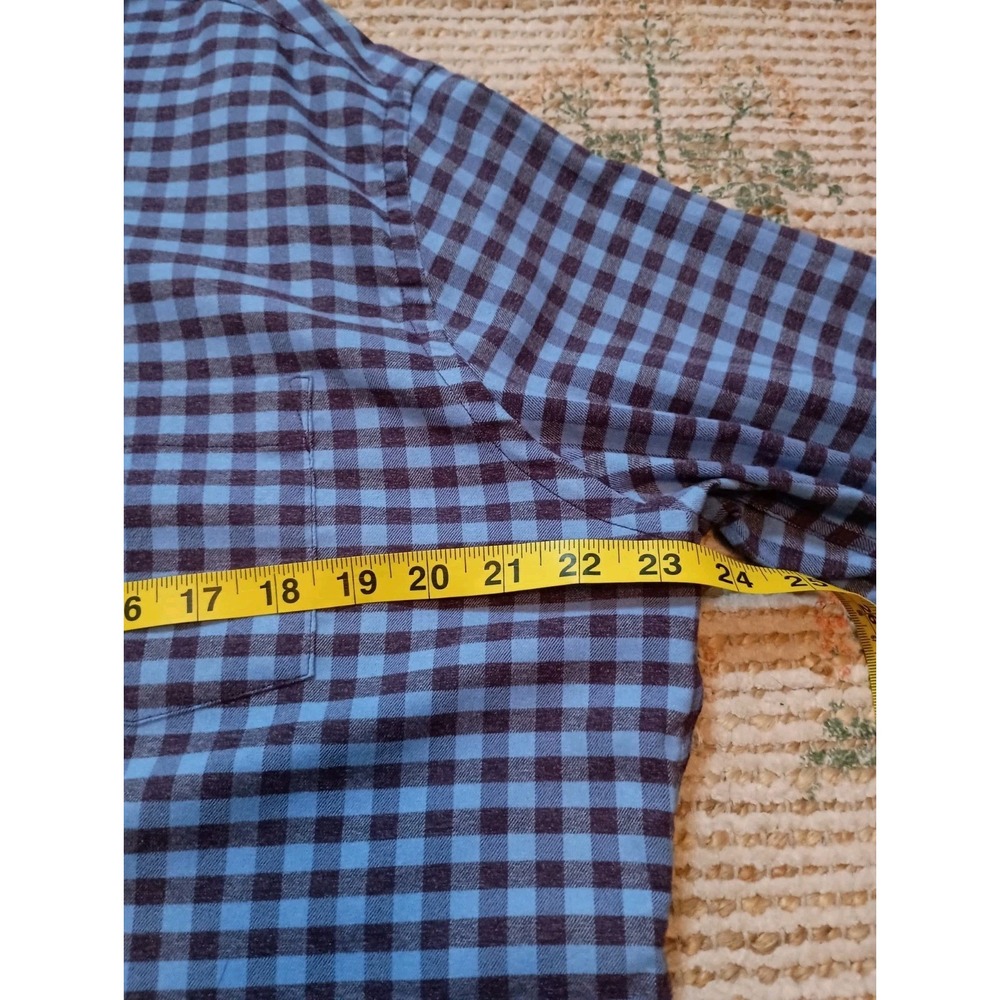 Peter Millar Crown Sport Blue & Plum Check Long Sleeve Button Down Shirt Men's L - Picture 8 of 10